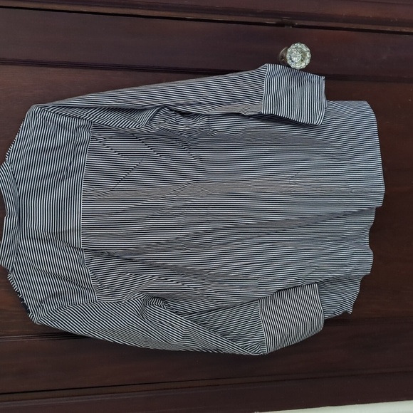 Chico's Cotton Stripe Floral No Iron Long Sleeve Button Front Shirt Size 12/14 - Picture 9 of 10